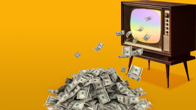 Money coming out of a TV