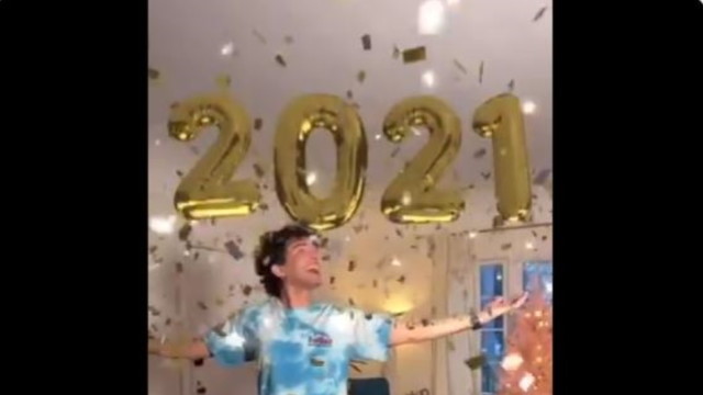 person celebrating 2021