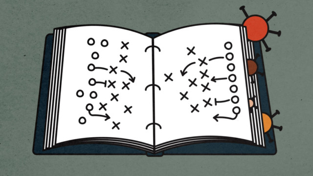 an open book with x's and o's all over it like a football game plan