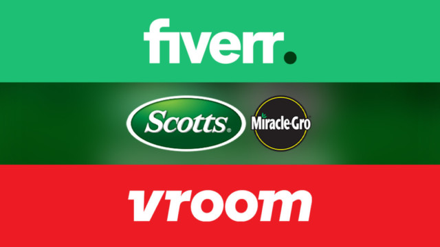 logos Fiverr, Miracle Gro and Vroom
