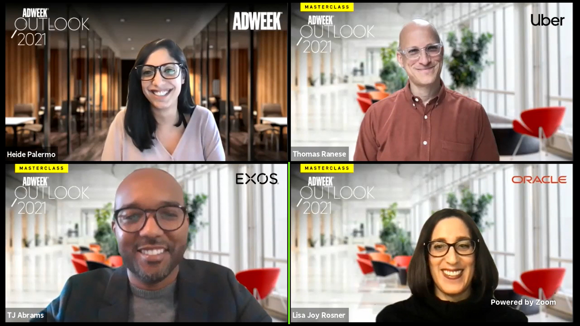four smiling marketers on screen