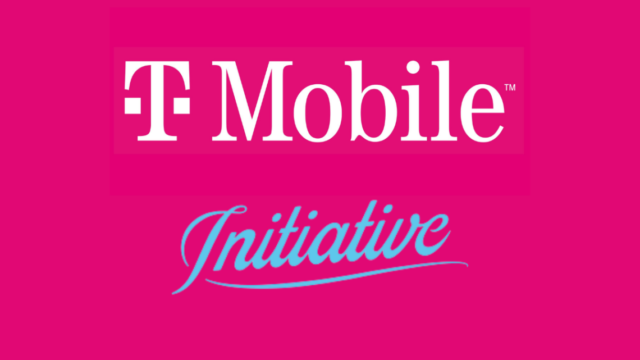 t-mobile and initiative logos on a bright pink background