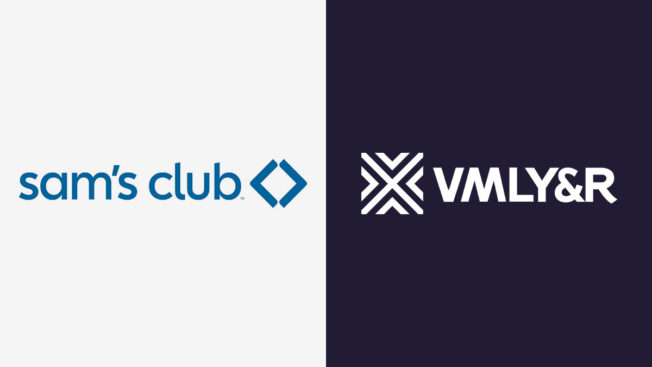 sam's club logo on left and vmly&r logo on right