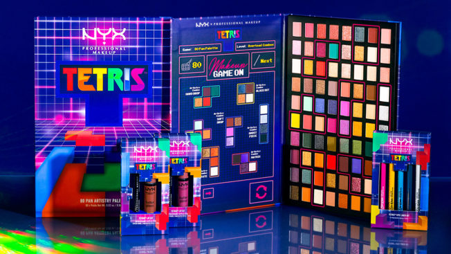 colorful boards with tetris boards and colorful makeup