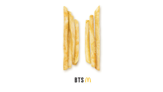 The BTS logo made with McDonald's fries
