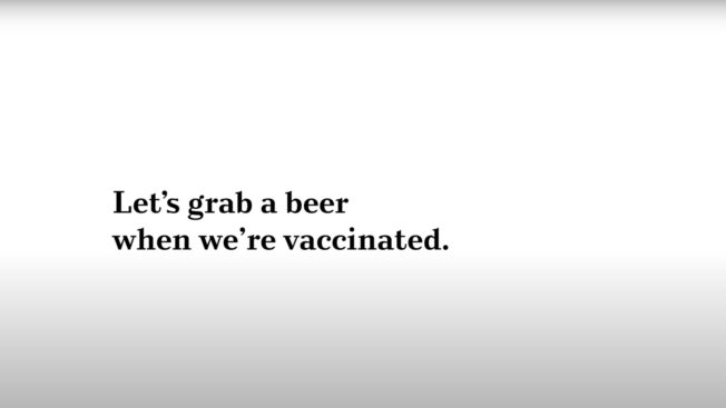 black text on a white background that reads: let's grab a beer when we're vaccinated