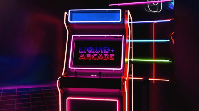 The new branding for Liquid Agency centers around a neon, retro gaming aesthetic