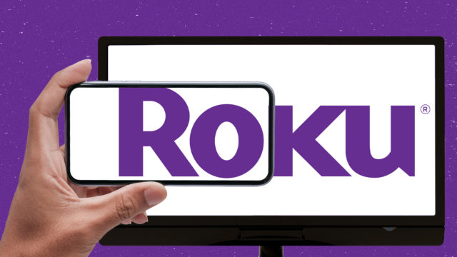Roku logo on tablet and phone