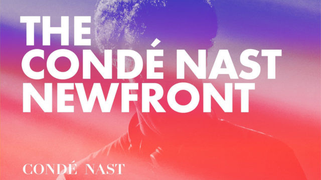 the conde nast newfront over blue and red background