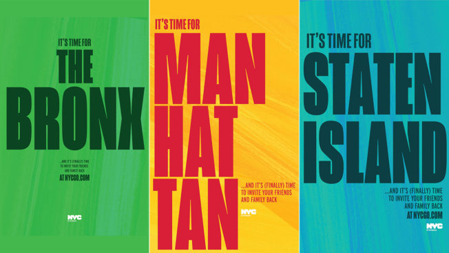 Colorful posters promote returning to The Bronx, Manhattan and Staten Island
