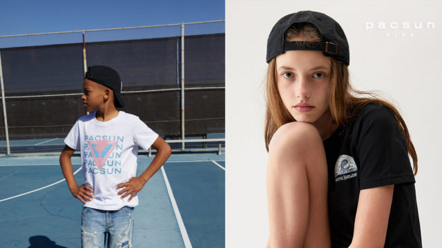 Two children model Pacsun Kids apparel