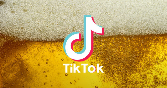 tiktok logo over beer