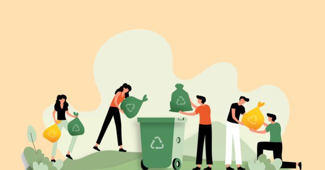 Animation of people recycling.