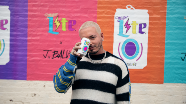 J Balvin holding a limited-edition Miller Lite can