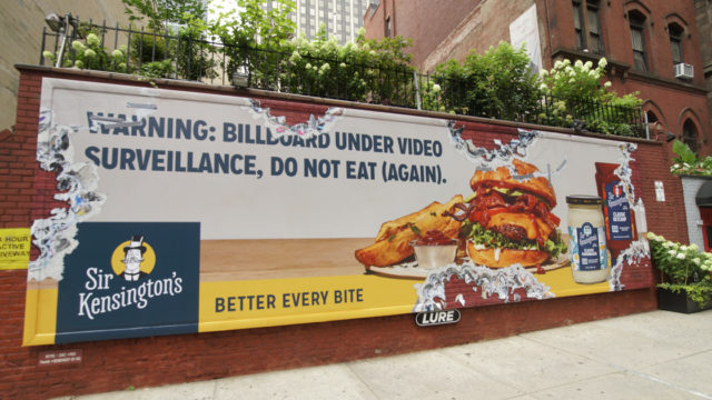 A damaged billboard