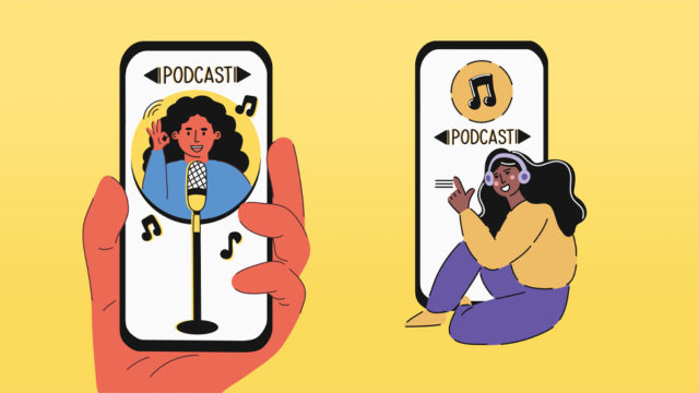 Podcast on a phone