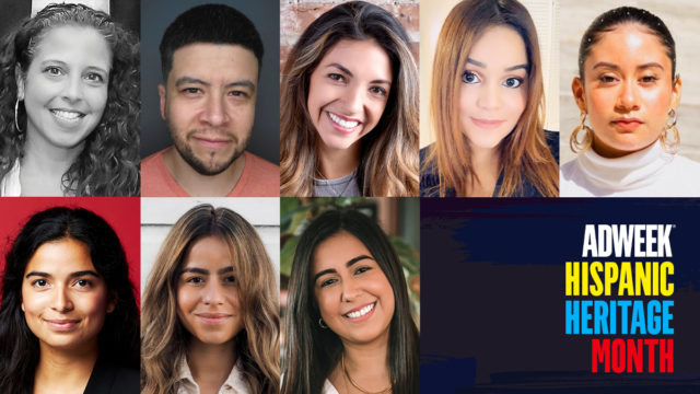 Compilation of headshots with text: Adweek Hispanic Heritage Month.