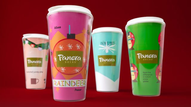 Four reusable Panera cups