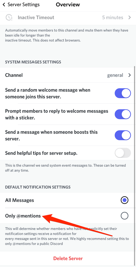 Discord: How to Change Your Server's Default Notification Setting