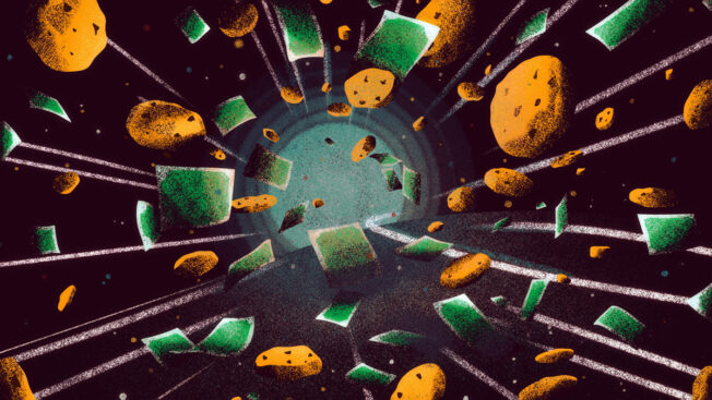 illustration of cookie pieces exploding