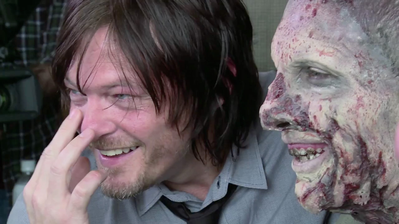 See Walking Dead's Norman Reedus Get All Freaked Out by a Real Zombie Scare