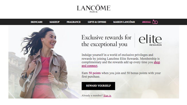 Lancôme loyalty program.